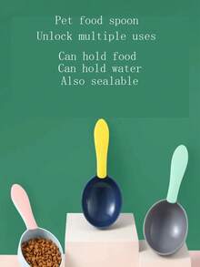 Xẻng đựng thức ăn cho mèo kiểu mới có kẹp niêm phong, màu sắc đơn giản phù hợp và thìa đựng thức ăn cho thú cưng dày, thìa đựng thức ăn cho mèo và thìa đựng thức ăn cho chó - Nhiều màu - Xem 4