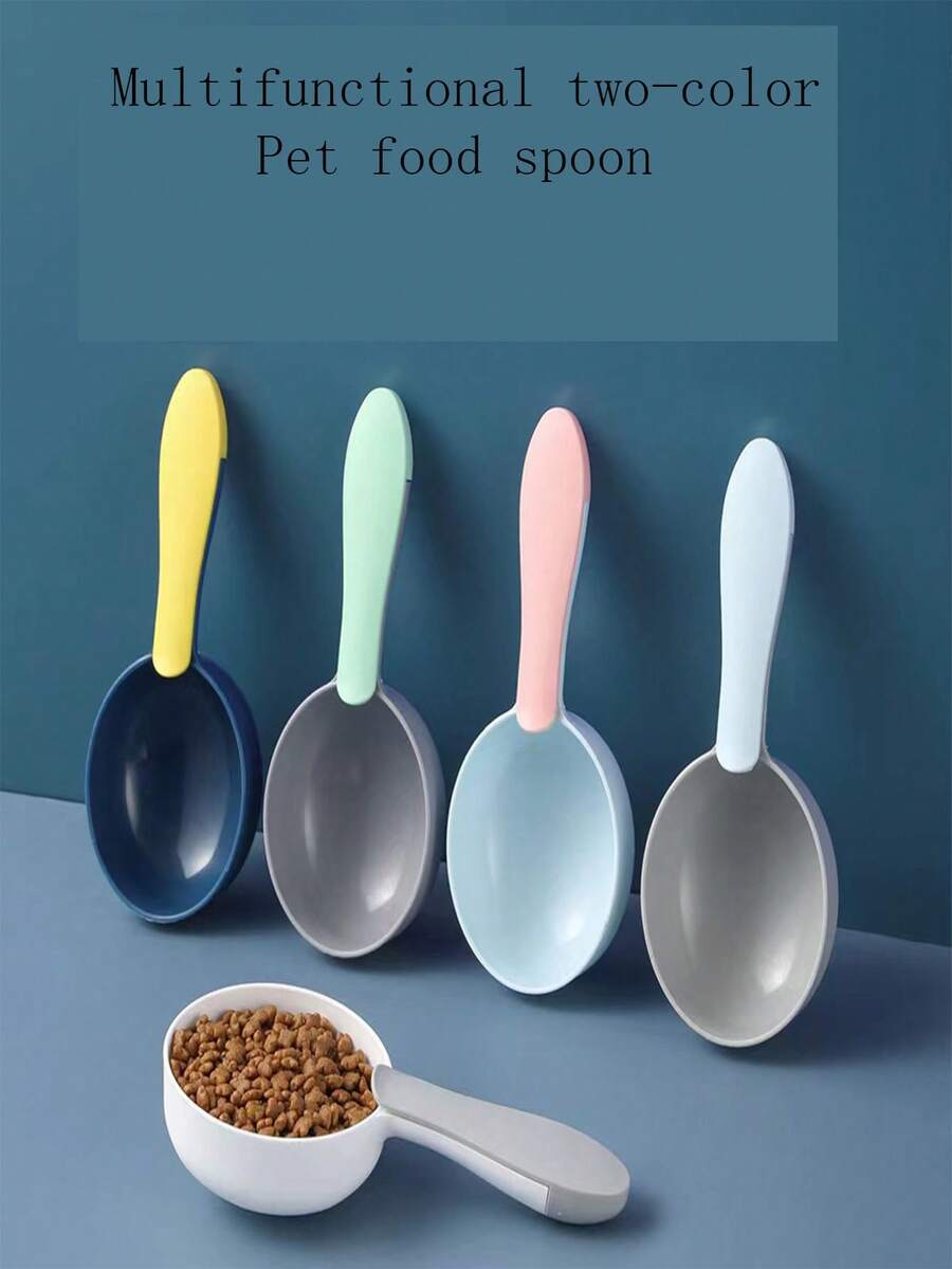 Xẻng đựng thức ăn cho mèo kiểu mới có kẹp niêm phong, màu sắc đơn giản phù hợp và thìa đựng thức ăn cho thú cưng dày, thìa đựng thức ăn cho mèo và thìa đựng thức ăn cho chó - Nhiều màu - Xem 1