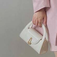 Ví cầm tay màu trắng sang trọng có khóa vàng cho tiệc tối của phụ nữ - trắng - Xem 6