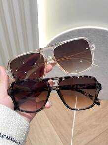 1 Pair/2-3 Pairs Women's Korean Style Leopard Print Aviator Glasses- Suitable For Back To School, Beach Vacation, Music Festivals, Streetwear And Daily Outfit | Fashion Accessory - 彩色 - 查看 17