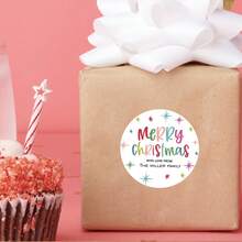 54/108/270/540 piezas Pegatinas redondas personalizadas de Feliz Navidad, divertidas y festivas, de colores para días festivos, etiquetas personalizadas de Feliz Navidad para regalos navideños, etiquetas de remitente/destinatario, etiquetas de regreso a la dirección personalizadas para sobres, invitaciones y paquetes - ideales para bodas, aniversarios y ocasiones especiales - Estilo A - Ver 6