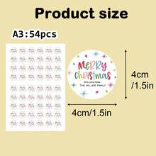 54/108/270/540 piezas Pegatinas redondas personalizadas de Feliz Navidad, divertidas y festivas, de colores para días festivos, etiquetas personalizadas de Feliz Navidad para regalos navideños, etiquetas de remitente/destinatario, etiquetas de regreso a la dirección personalizadas para sobres, invitaciones y paquetes - ideales para bodas, aniversarios y ocasiones especiales - Estilo A - Ver 2
