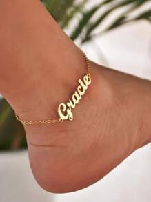 1 件金色玫瑰金定制名字脚链，个性化可调节脚链，沙滩珠宝，女士礼物，定制珠宝，伴娘礼物，脚部珠宝，生日礼物，圣诞礼物 - 彩色 - 查看 2