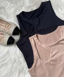 BIA KIT WITH 2 WOMEN'S CROPPED TOPS IN SUPLEX FABRIC WITH HOLE DETAIL ON THE SHOULDER, SUMMER - 黑色 - 查看 3