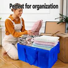 1 件超大搬家袋，带拉链和提手，重型存储手提袋，节省搬家存储空间 - 藍色 - 查看 1