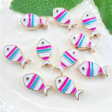 10 mặt dây chuyền giọt dầu hình cá nhiều màu DIY thủ công, dùng làm vòng tay, hoa tai, vòng cổ, phụ kiện trang sức bằng hợp kim - cá nhỏ - Xem 5