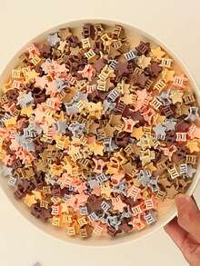 50 个/Opp 袋，纯色星星和水果可爱 ABS（ABS 树脂）发夹，适合女性日常生活，时尚热销，防毛躁发夹 - 顏色隨機 - 查看 5