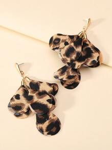 1 Pair Bohemian Style Leopard Print Flower Decor Pendant Earrings, Suitable For Women Party Everyday Wear Valentines,Mom,Mother,Mother's Day,Gift