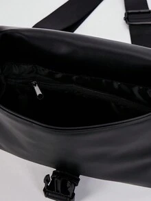 1 chiếc túi đeo chéo vuông PU màu trơn, thích hợp cho phụ nữ sử dụng hàng ngày - màu đen - Xem 8