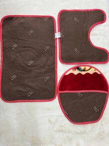 Floral Print Bathroom Set, Non-Slip Home Decor Promotion - 紅色 - 查看 2