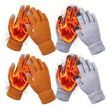 4 đôi găng tay cảm ứng mùa đông cho nữ - Ấm áp, dày và lót nhung cho lái xe và đạp xe | Thời trang và đa năng cho thời tiết lạnh - Nhiều màu - Xem 5