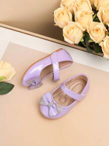 1 双漆面蝴蝶装饰防滑平底婴儿幼儿鞋，适合所有季节 - 紫色 - 查看 5