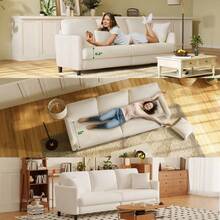 Teddy Velvet Sofa Modern Couch Love Seat Settee Room Apartment Office Couch - 65寸米色 - 查看 11