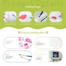 1 件带框数字油画卡通风景易于在画布上绘画亚克力工艺品极光图片可用作 DIY 礼物 20x20 厘米/7.87x7.87 英寸 - 彩色 - 查看 4