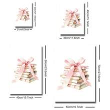 1 本无框书粉色蝴蝶结艺术海报美学少女房间装饰时髦绘画帆布印刷简约墙壁画适用于女孩房间、宿舍、公寓、客厅、卧室、现代家居装饰 - 彩色 - 查看 4