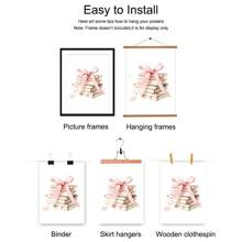 1 本无框书粉色蝴蝶结艺术海报美学少女房间装饰时髦绘画帆布印刷简约墙壁画适用于女孩房间、宿舍、公寓、客厅、卧室、现代家居装饰 - 彩色 - 查看 7