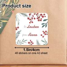 48/96/240/480 stuks aangepaste winterse botanische elegante vakantie kerstcadeau vierkante sticker, gepersonaliseerde naamstickers, gepersonaliseerde vrolijke kerstlabels vakantie cadeaulabels ontvanger/afzender stickers vakantie cadeaulabels/kerstcadeaustickers,
