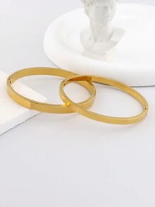 2 件不锈钢手链，用途广泛且易于佩戴，可与任何服装搭配，送给亲人和朋友的礼物 - 金色 - 查看 3