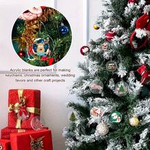 20 mặt dây chuyền trang trí bằng Acrylic tròn trong suốt có đĩa Acrylic, mặt dây chuyền trang trí có lỗ, thích hợp để chạm khắc trang trí Giáng sinh, vẽ tranh - 5cm - Xem 6