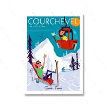 1 件阿尔卑斯山缆车游乐场艺术海报印刷卡通雪山恩格尔贝格铁力士山旅行帆布画房间家居装饰无框 - 彩色 - 查看 8