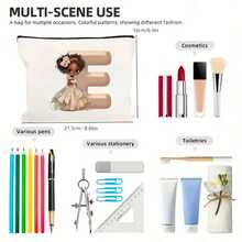 充满活力的图形化妆包 - 便携、简单、宽敞的拉链化妆包，配有多功能盥洗包和洗漱包，适合女孩和女士 - 非常适合旅行、日常使用和整理化妆品收纳袋化妆收纳包迷你袋旅行小化妆盒配件化妆架刷包化妆容器化妆包旅行必需品女士配饰旅行用品 - 白色 - 查看 4