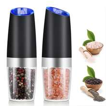 Máy xay muối và tiêu điện Gravity - Bộ máy xay muối và tiêu có đèn LED, vận hành tự động bằng một tay, độ thô có thể điều chỉnh, lọ đựng gia vị, dụng cụ nhà bếp, quà tặng Giáng sinh và Halloween (không có pin), quà tặng Halloween - 2 cái - Xem 1