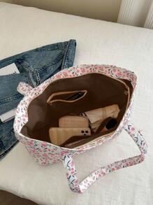 Túi Tote đơn giản màu trơn có sức chứa lớn bằng vải nhung kẻ, nhẹ, di động, sức chứa lớn, phù hợp cho nữ sinh trung học, sinh viên đại học, hoàn hảo cho việc trở lại trường, đại học, trung học cơ sở, trung học phổ thông, cặp sách & cặp đựng đồ dùng học tập văn học cho phụ nữ hoặc sinh viên, hoàn hảo cho sách, mua sắm, trở lại trường và nhiều hơn nữa - Màu be - Xem 7