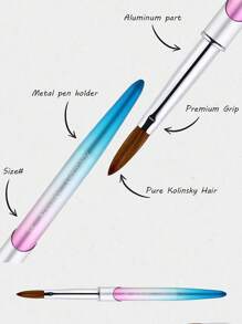 科林斯基亚克力美甲刷，优质美甲貂毛刷，木柄凝胶延长美甲刷，绘图工具 - 彩色 - 查看 5