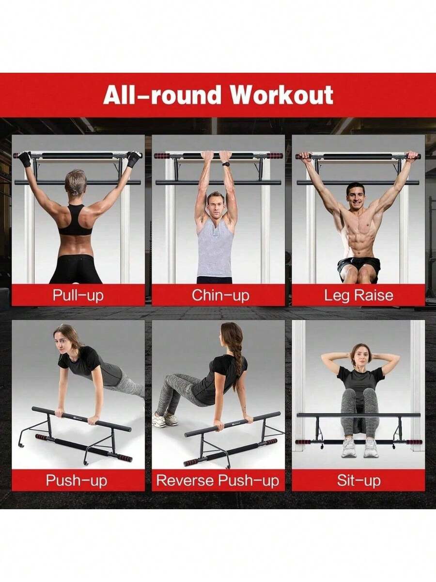 Pull Up Bar For Doorway, Foldable MultiGrip Chin Up Bar With NonSlip