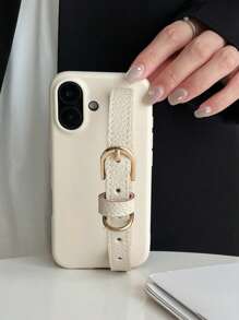 奢华腕带人造皮革手机壳适用于 16 15 14 13 12 Pro Max 11 16 ProMax 手机壳腕带防震后盖 - 白色 - 查看 2