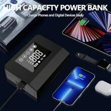 [Hieha] 带空气压缩机的便携式汽车启动器，Capapro 150PSI 4000A 快速电池启动器充电器，带数字轮胎充气机，带 Type-C 快速充电移动电源电池跳线，适用于 Apple IPhone、iPad、Android 手机，适合家人、朋友、儿童、生日、圣诞节、冬季、的礼物，适合户外玩耍、购物、旅行、便携式电源安全稳定的聚合物锂电池。 - 預設 - 查看 5