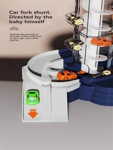 Juego de Set de Pista de Carreras, Estacionamiento y Garaje Educativo para Niños (Colores Aleatorios para el Coche, Piezas de Carretera y Pegatinas) - Multicolor - Ver 10