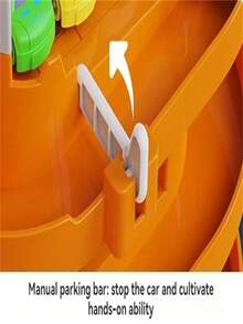 Juego de Set de Pista de Carreras, Estacionamiento y Garaje Educativo para Niños (Colores Aleatorios para el Coche, Piezas de Carretera y Pegatinas) - Multicolor - Ver 7