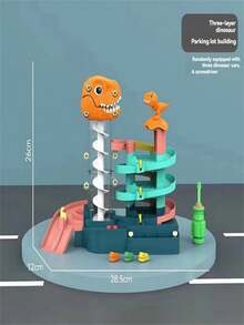 Juego de Set de Pista de Carreras, Estacionamiento y Garaje Educativo para Niños (Colores Aleatorios para el Coche, Piezas de Carretera y Pegatinas) - Multicolor - Ver 3