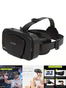 1 件沉浸式 3D 虚拟现实耳机 VR 眼镜，适用于手机的 VR 游戏眼镜，让您拥有前所未有的体验！（部分零件随机发送） - 黑色 - 查看 2