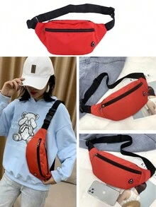 1件装新款简约腰包休闲运动男女胸包多用途大容量上班休闲运动耐打日常跑步磨砂收银手机钱包 - 彩色 - 查看 4