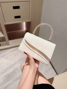 Women's Elegant Crystal Studded Tassel Design Clutch Purse, Shiny Diamond Handbag, Luxury Evening Bag For Formal Party, Wedding, Prom, Ball - Tassel Pattern Random Delivery - White - View 6