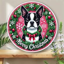 7.8 X 7.8 英寸波士顿梗花园主题金属圆形标牌，非常适合室内/室外装饰、花环、家庭、酒吧、车库、咖啡厅和花园墙壁艺术 - 农舍节日礼物，随机孔位放置 - 彩色 - 查看 3