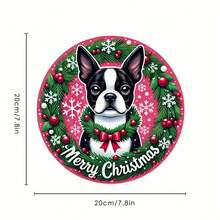 7.8 X 7.8 英寸波士顿梗花园主题金属圆形标牌，非常适合室内/室外装饰、花环、家庭、酒吧、车库、咖啡厅和花园墙壁艺术 - 农舍节日礼物，随机孔位放置 - 彩色 - 查看 2