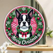 7.8 X 7.8 英寸波士顿梗花园主题金属圆形标牌，非常适合室内/室外装饰、花环、家庭、酒吧、车库、咖啡厅和花园墙壁艺术 - 农舍节日礼物，随机孔位放置 - 彩色 - 查看 1