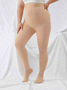 1 件女式加固加大码 120D 纯色肤色性感连裤袜 - 杏色 - 查看 8