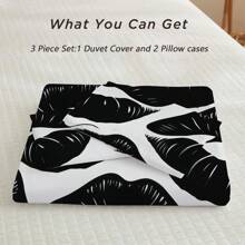 Bộ 3 vỏ chăn in họa tiết đôi môi đen theo phong cách Bắc Âu (1 vỏ chăn + 2 vỏ gối, không có lõi), chủ đề không gian lãng mạn, - Độ mềm mại sang trọng, thoải mái thoáng khí, hoàn hảo cho phòng ngủ và phòng khách, thoải mái, không gây dị ứng và dễ chăm sóc, phù hợp với mọi mùa - Đen và trắng - Xem 3