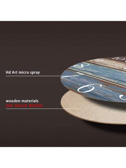 1pc Large Vintage Distressed Faux Wood Grain Pattern Wand Clock, 10 16 Inches Round Silent Battery Operated Klok Living Room, Bedroom, Farmho Kitchen, Home Friends (Batteries Not Included) Room view 9