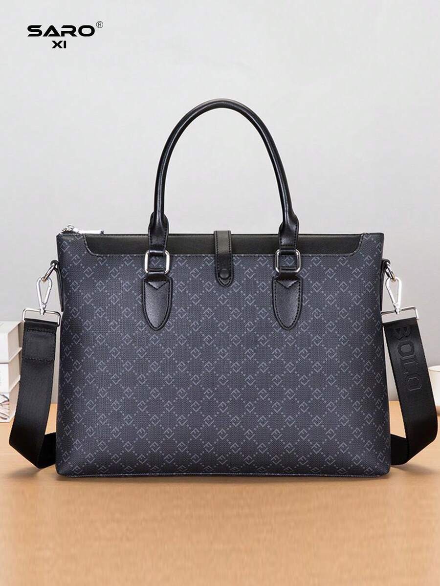 saroxi 男士休闲时尚大容量双手柄轻便购物袋，柔软便携，适合户外购物、旅行、露营，适合男士、青年和学生，完美的礼物选择圣诞节冬季圣诞礼物袋手提包男士手提包礼物笔记本电脑时尚休闲感恩节秋季钱包假日收纳袋电脑运动包黑色包徒步旅行多功能礼物手拿包度假礼物胸包男士情人节礼物 - 黑色 - 查看 1