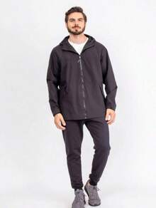 男友风男士防水风衣夹克，带衬里和兜帽 - 您值得拥有的保护 - 黑色 - 查看 4