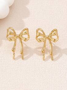 SHEIN MOD 1 Pair Fashionable Unique Butterfly Design Simple Elegant Stud Earrings For Women - Yellow Gold - View 3