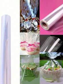 1 卷，透明包装纸，玻璃纸包装适用于情人节、婚礼等节日礼品篮糖果包装工艺花束包装、包装纸、薄纸、花束用品、礼品包装纸、鲜花包装纸、礼品包装、婚礼包装圣诞装饰圣诞礼品包装纸 - 白色 - 查看 3