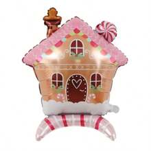 1 件独立式 3D 姜饼屋形状铝箔气球，圣诞装饰 - C - 查看 1