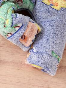 Bộ đồ liền thân có mũ trùm đầu họa tiết hoạt hình khủng long sơ sinh đáng yêu, thu/đông - Màu xanh hải quân - Xem 4