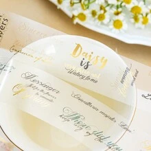 1 卷 2 米英文剪贴簿和纸胶带、复古创意美学贴纸、DIY 装饰拼贴工艺用品、节日礼物、个性化剪贴簿学校文具 - 彩色 - 查看 4